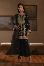 Black_3_PIECE_EMBROIDERED_RAW_SILK_SUIT_3