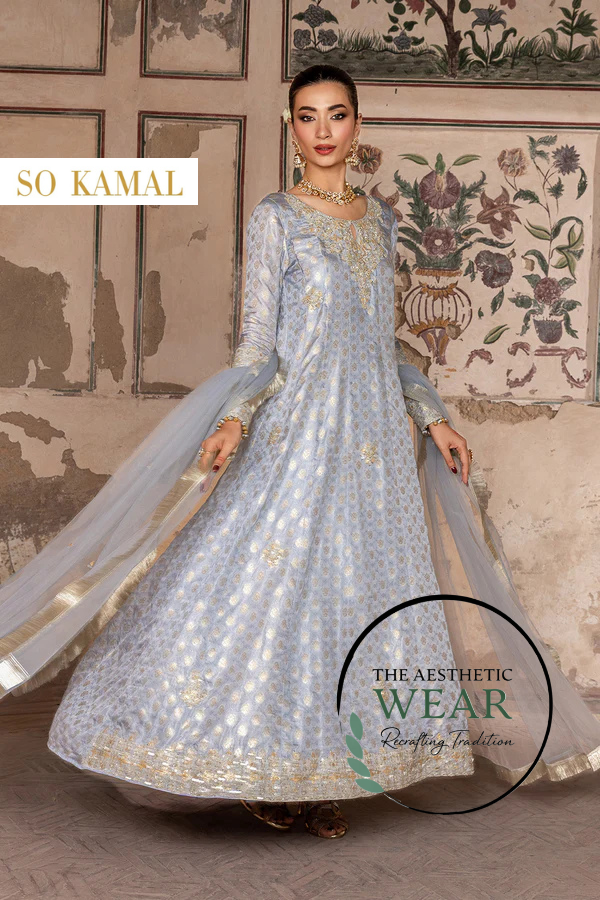 ROSHNI – 2PC ZARI JAMAWAR & NET WEDDING FESTIVE PRET