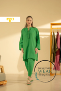 GREEN EMBEDDED  KURTA SET - The Aesthetic Wear