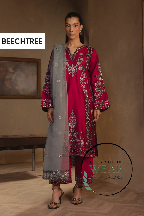 3 PIECE EMBROIDERED TWO TONE SUIT