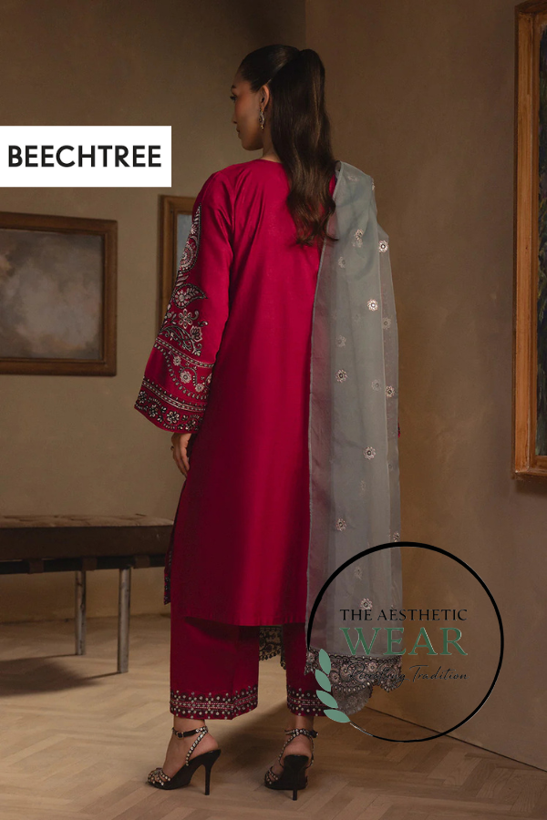 3 PIECE EMBROIDERED TWO TONE SUIT