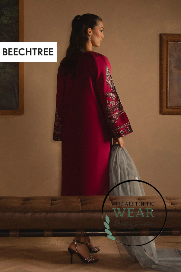 3 PIECE EMBROIDERED TWO TONE SUIT