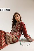 DEEP BURGUNDY EMBRIODED SUIT - The Aesthetic Wear