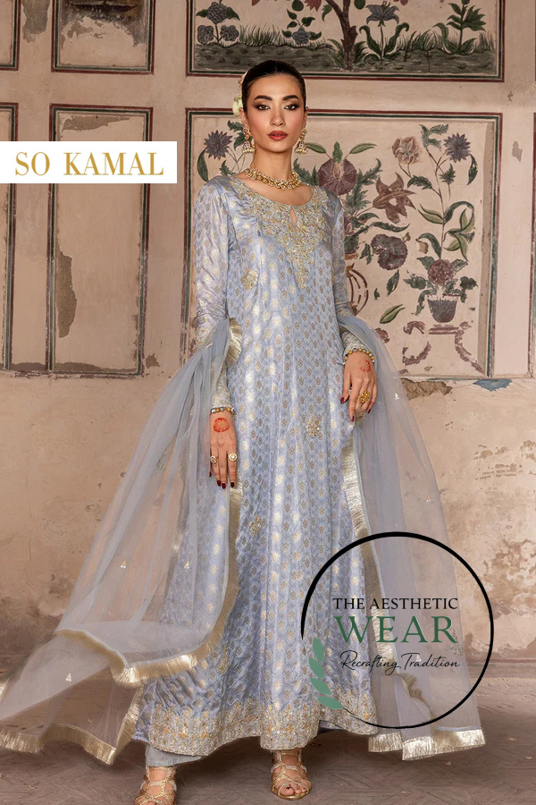 ROSHNI – 2PC ZARI JAMAWAR & NET WEDDING FESTIVE PRET